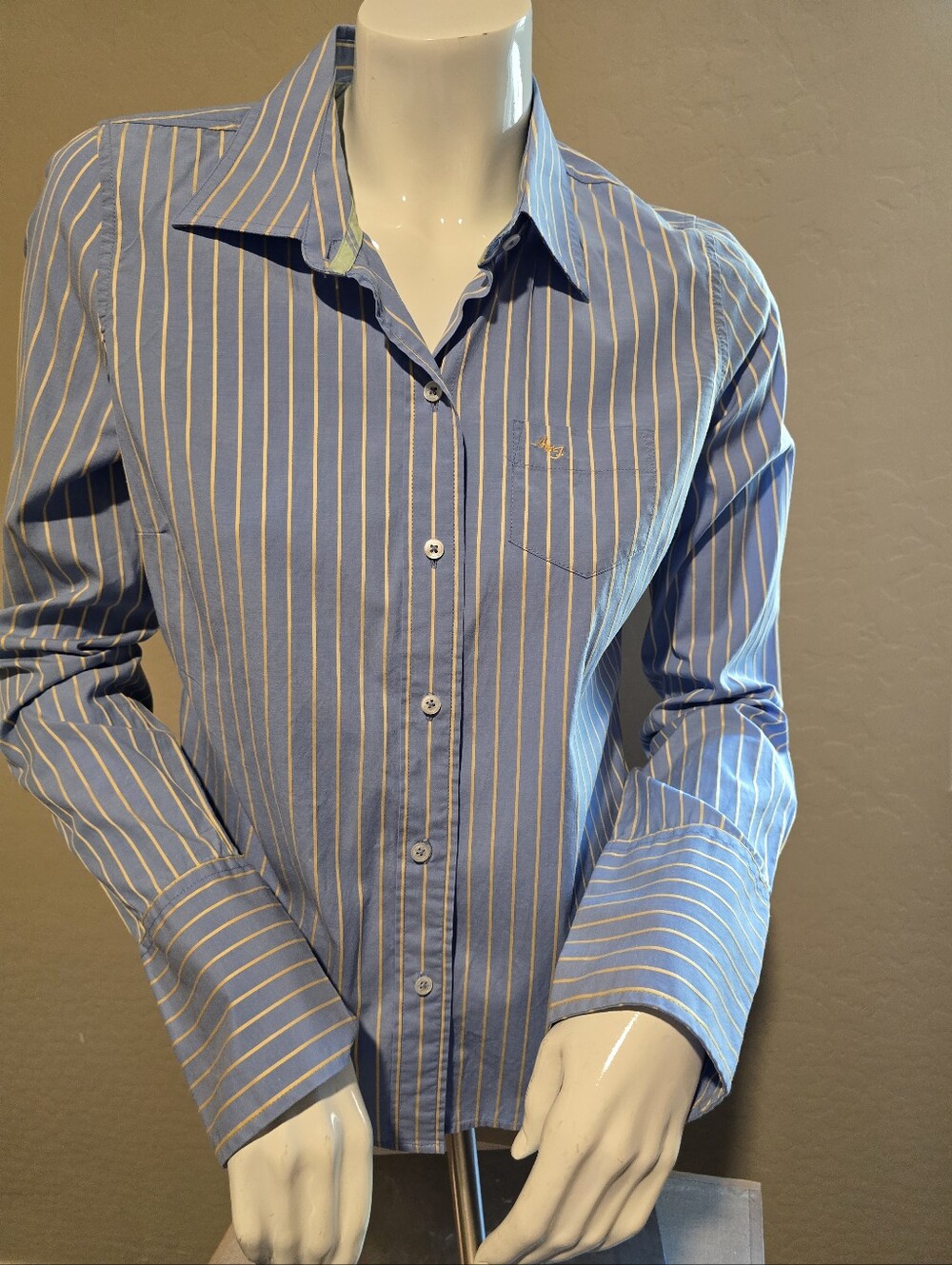 Abercrombie & Fitch blue and yellow striped button-up shirt
